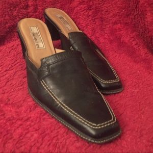 Black Leather Mule Slide Size 9